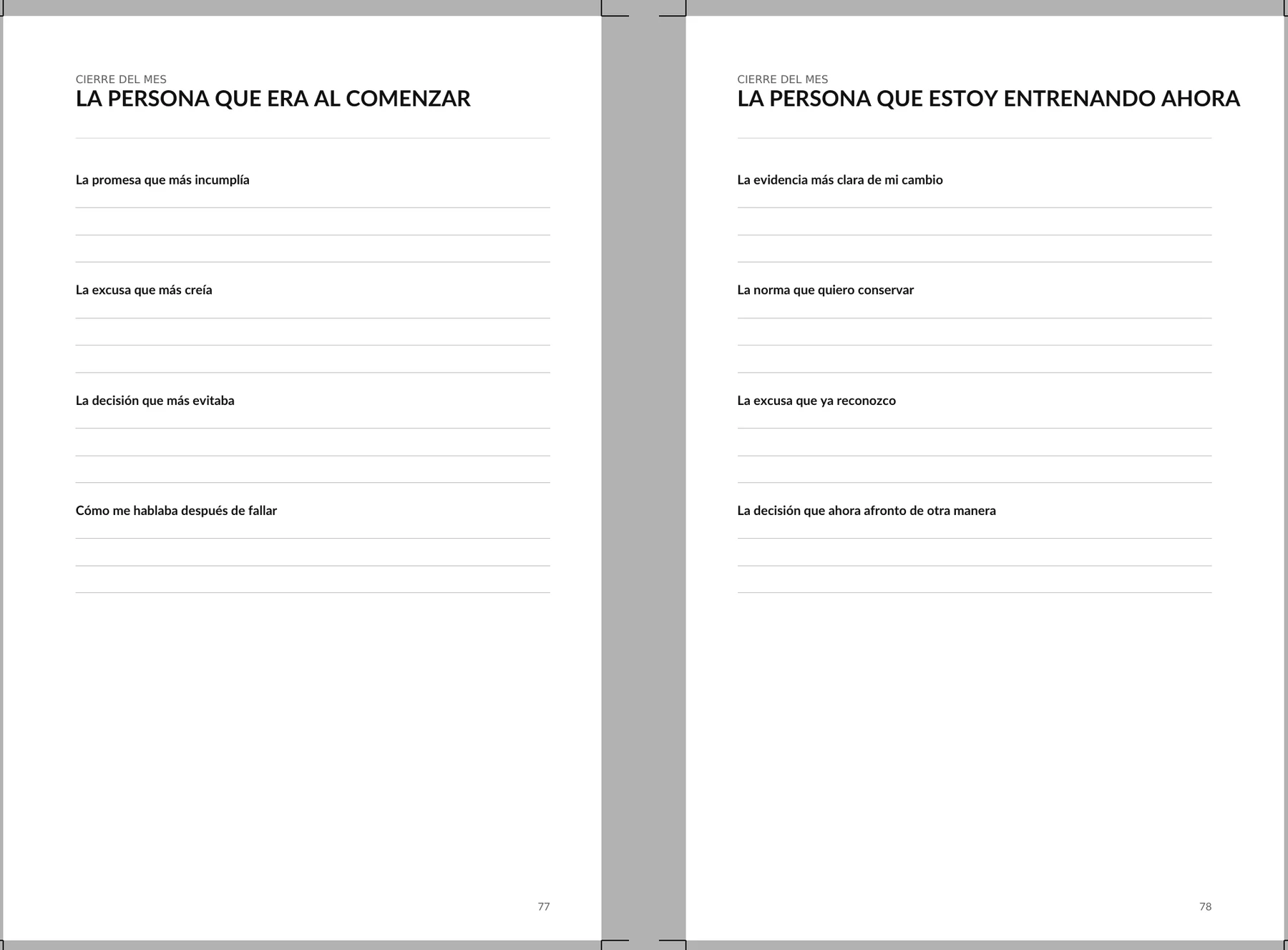 Cierre de Sin Excusas comparando la persona al comenzar y la persona que estoy entrenando ahora