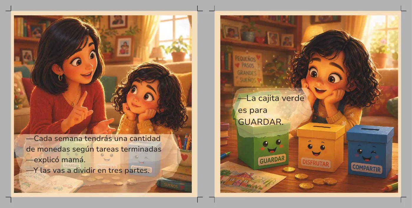 Interior de Las Tres Cajas Mágicas con la caja verde para Guardar